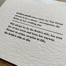 Load image into Gallery viewer, Definition Wedding Bridesmaid | Definition Print