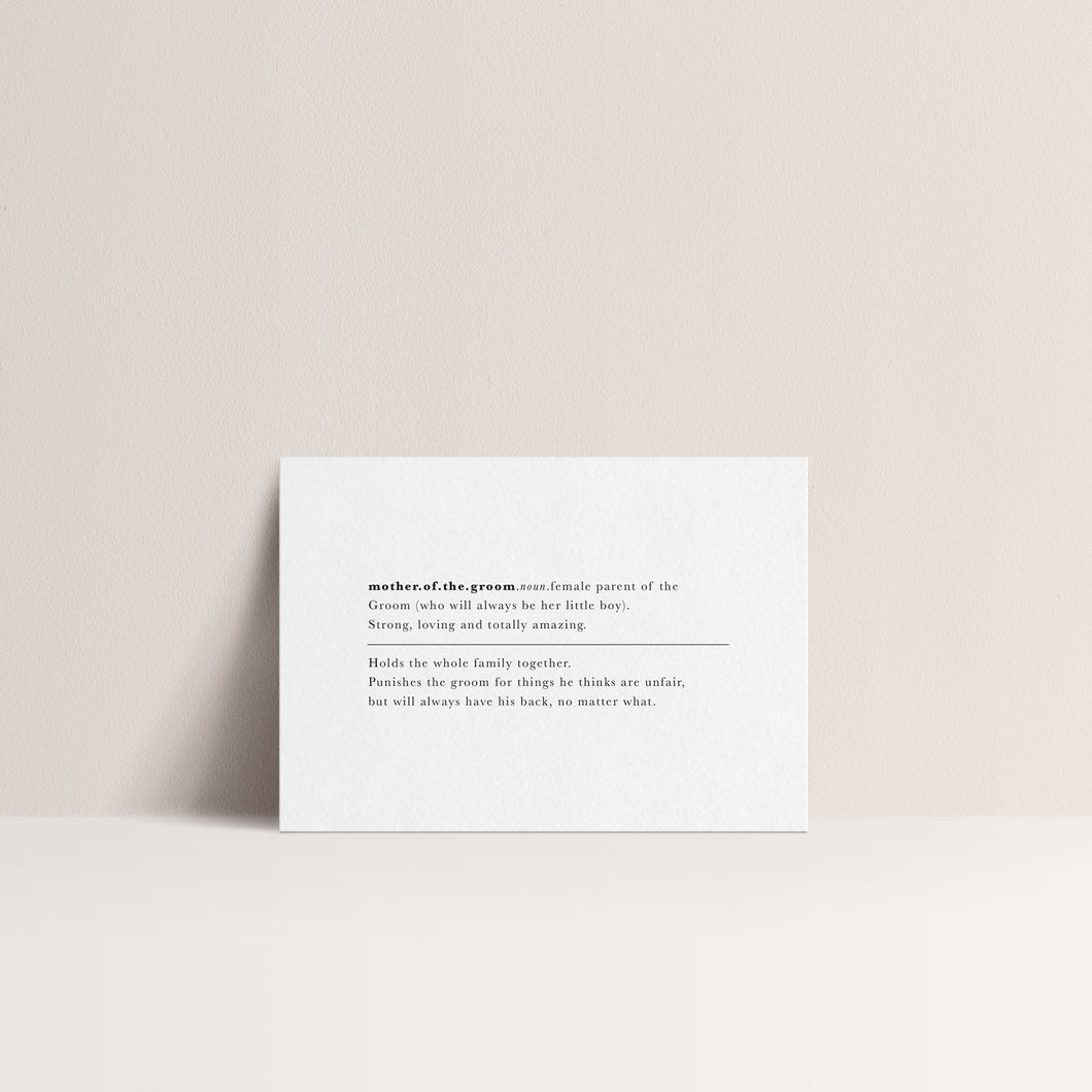 Definition Wedding Mother of the Groom | Definition Print